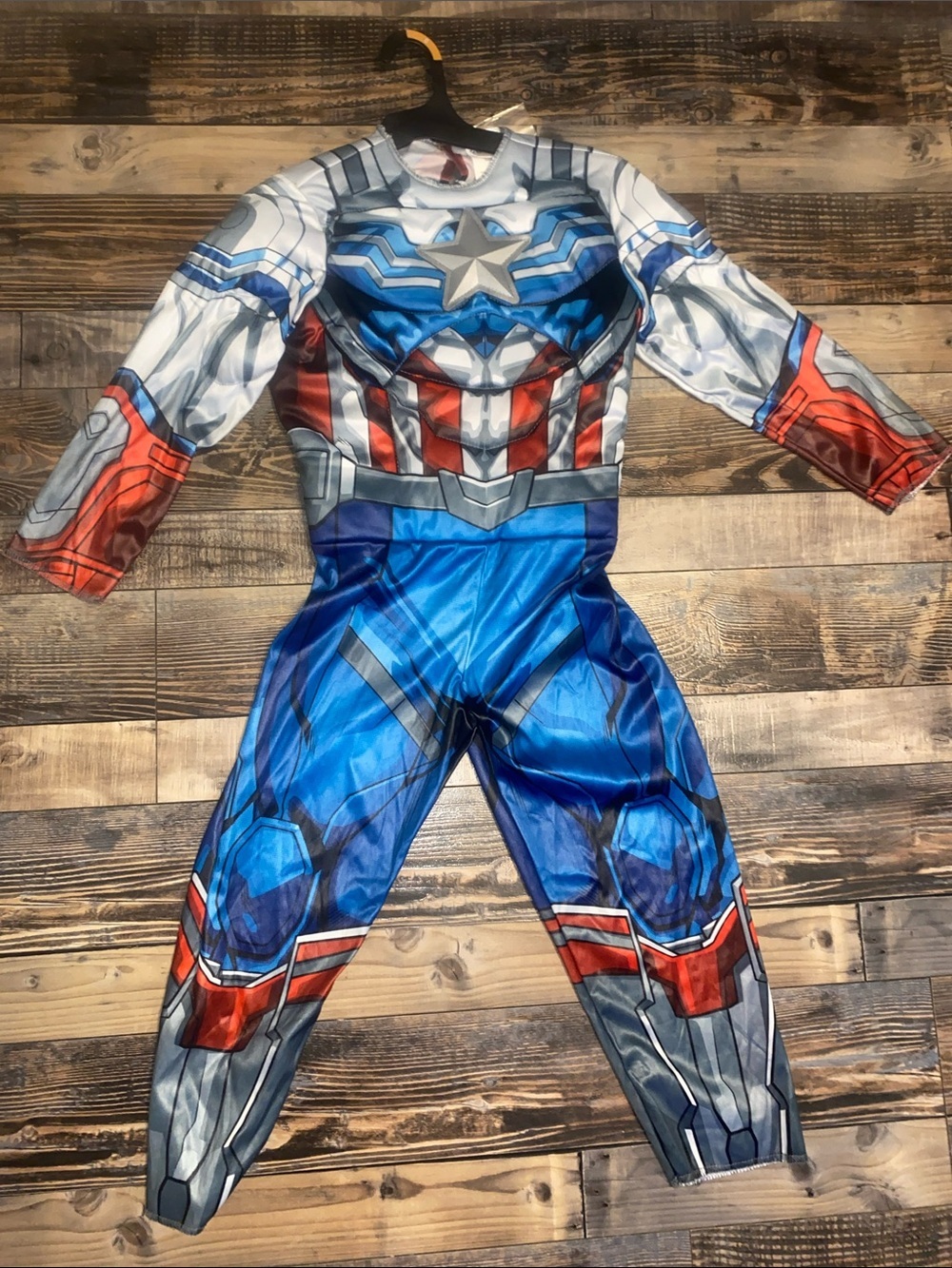Marvel Captain America White Blue and Red Muscle Chest and mask Costume - Picture 2 of 5